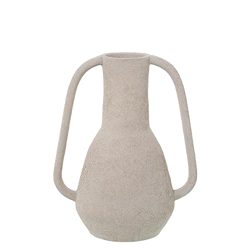 Vase mit Griffen aus Keramik, Beige, Sand-Textur, 18 x 13 x 24 cm, Sockel 5 cm von DRW