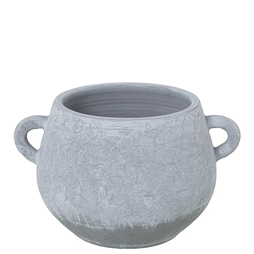 Vase mit Tischgriffen aus Keramik in grauem Schwamm, 25 x 30 x 19 cm, Öffnung 17,5 cm von DRW
