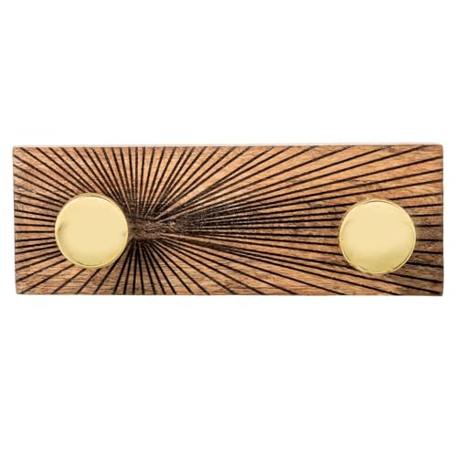 Wandgarderobe aus Holz mit 2 Metallhaken in Natur, Gold und Schwarz, 9,5 x 27,5 x 7 cm Wandgarderobe aus Holz mit 2 Metallhaken in Natur, Gold und Schwarz, 9,5 x 27,5 x 7 cm von DRW