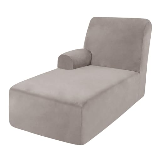 DRXRD Chaise Couch Cover mit Arm Chaise Lounge Slipcover Stretch Sofa Slipcover Haustiermöbel Stretch Couch Cover waschbar Light Brown Left DRXRD Chaise Couch Cover mit Arm Chaise Lounge Slipcover Stretch Sofa Slipcover Haustiermöbel Stretch Couch Cover waschbar Light Brown Left von DRXRD