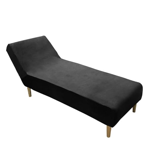 DRXRD Chaise Lounge Cover Stretch Armless Stuhl Slipbezug für Wohnzimmer im Innenraum Schlafzimmer weiche Jacquard Stoffmaschine Waschbar Black von DRXRD