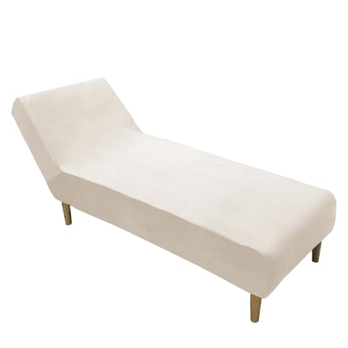 DRXRD Chaise Lounge Cover Stretch Armless Stuhl Slipbezug für Wohnzimmer im Innenraum Schlafzimmer weiche Jacquard Stoffmaschine Waschbar beige von DRXRD
