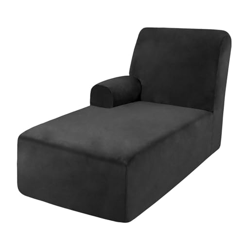 DRXRD Einzelarm -Chaise Lounge Cover - Chaise Stuhl Slipcover - Lounge -Sofa -Abdeckung - Weiche Samt -Schecks - 1 -teilige Form Fit Chase Covers Black Left DRXRD Einzelarm -Chaise Lounge Cover - Chaise Stuhl Slipcover - Lounge -Sofa -Abdeckung - Weiche Samt -Schecks - 1 -teilige Form Fit Chase Covers Black Left von DRXRD