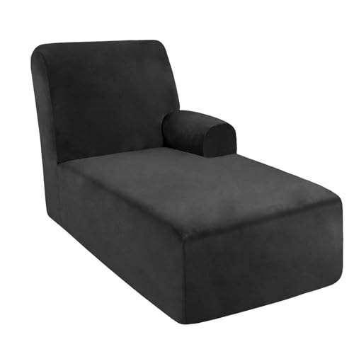 DRXRD Einzelarm -Chaise Lounge Cover - Chaise Stuhl Slipcover - Lounge -Sofa -Abdeckung - Weiche Samt -Schecks - 1 -teilige Form Fit Chase Covers Black Right DRXRD Einzelarm -Chaise Lounge Cover - Chaise Stuhl Slipcover - Lounge -Sofa -Abdeckung - Weiche Samt -Schecks - 1 -teilige Form Fit Chase Covers Black Right von DRXRD