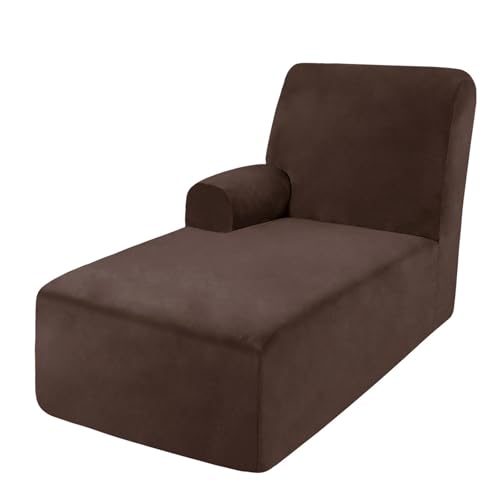 DRXRD Einzelarm -Chaise Lounge Cover - Chaise Stuhl Slipcover - Lounge -Sofa -Abdeckung - Weiche Samt -Schecks - 1 -teilige Form Fit Chase Covers Brown Left DRXRD Einzelarm -Chaise Lounge Cover - Chaise Stuhl Slipcover - Lounge -Sofa -Abdeckung - Weiche Samt -Schecks - 1 -teilige Form Fit Chase Covers Brown Left von DRXRD