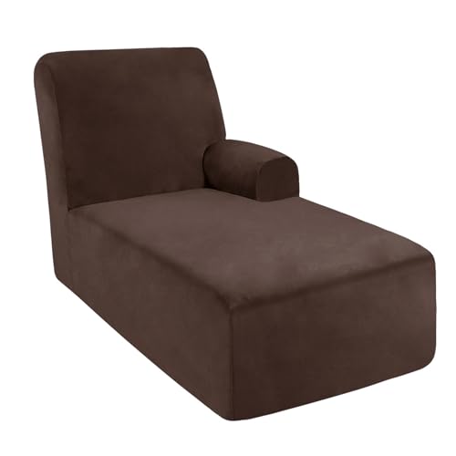 DRXRD Einzelarm -Chaise Lounge Cover - Chaise Stuhl Slipcover - Lounge -Sofa -Abdeckung - Weiche Samt -Schecks - 1 -teilige Form Fit Chase Covers Brown Right DRXRD Einzelarm -Chaise Lounge Cover - Chaise Stuhl Slipcover - Lounge -Sofa -Abdeckung - Weiche Samt -Schecks - 1 -teilige Form Fit Chase Covers Brown Right von DRXRD