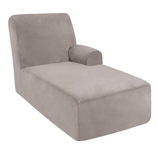 DRXRD Einzelarm -Chaise Lounge Cover - Chaise Stuhl Slipcover - Lounge -Sofa -Abdeckung - Weiche Samt -Schecks - 1 -teilige Form Fit Chase Covers Light Brown Right DRXRD Einzelarm -Chaise Lounge Cover - Chaise Stuhl Slipcover - Lounge -Sofa -Abdeckung - Weiche Samt -Schecks - 1 -teilige Form Fit Chase Covers Light Brown Right von DRXRD