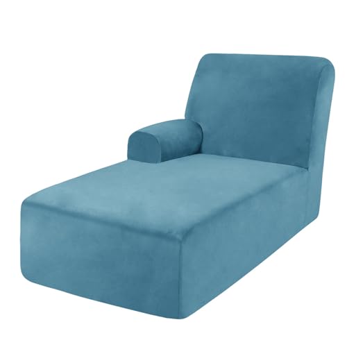 DRXRD Einzelarm -Chaise Lounge Cover - Chaise Stuhl Slipcover - Lounge -Sofa -Abdeckung - Weiche Samt -Schecks - 1 -teilige Form Fit Chase Covers Peacock Blue Left DRXRD Einzelarm -Chaise Lounge Cover - Chaise Stuhl Slipcover - Lounge -Sofa -Abdeckung - Weiche Samt -Schecks - 1 -teilige Form Fit Chase Covers Peacock Blue Left von DRXRD