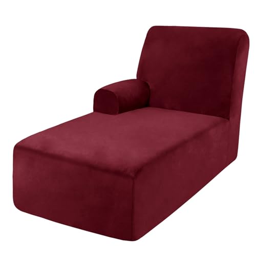 DRXRD Einzelarm -Chaise Lounge Cover - Chaise Stuhl Slipcover - Lounge -Sofa -Abdeckung - Weiche Samt -Schecks - 1 -teilige Form Fit Chase Covers Wine red Left DRXRD Einzelarm -Chaise Lounge Cover - Chaise Stuhl Slipcover - Lounge -Sofa -Abdeckung - Weiche Samt -Schecks - 1 -teilige Form Fit Chase Covers Wine red Left von DRXRD