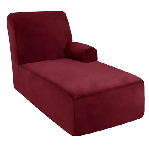 DRXRD Einzelarm -Chaise Lounge Cover - Chaise Stuhl Slipcover - Lounge -Sofa -Abdeckung - Weiche Samt -Schecks - 1 -teilige Form Fit Chase Covers Wine red Right DRXRD Einzelarm -Chaise Lounge Cover - Chaise Stuhl Slipcover - Lounge -Sofa -Abdeckung - Weiche Samt -Schecks - 1 -teilige Form Fit Chase Covers Wine red Right von DRXRD