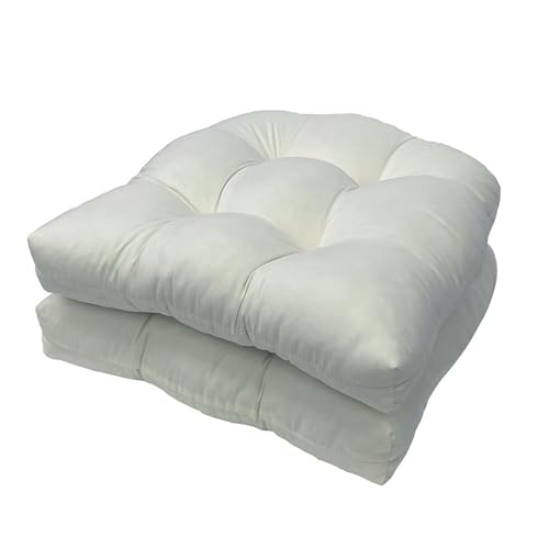 DRXRD Outdoor Sitzkissen 2er-Set für Gartenstühle, 48x48 cm, Lichtbeständig und Wasserabweisend, Dick Gepolstert mit PP-Baumwolle(White,Regular(48x48)) von DRXRD