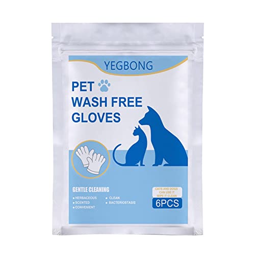 Pet Grooming Wipes Handschuhe, kein Ausspülen Einweg-Deodorant 5-Finger-Handschuhe, Pet No Washing Handschuh, allgemeine Heimtierbedarf Reinigungshandschuhe für Katzen-Hund-Welpen - 1 Packung (6 Stück von DRXX