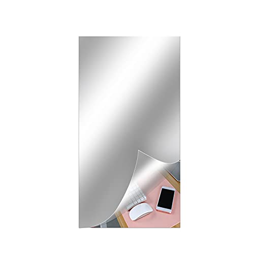 DRYEN 4 Stück selbstklebende Acryl-Spiegelbögen, 49,7 x 99,4 cm, flexible Spiegelfliesen, Spiegel-Aufkleber für Zuhause, Wand, Schlafzimmer von DRYEN