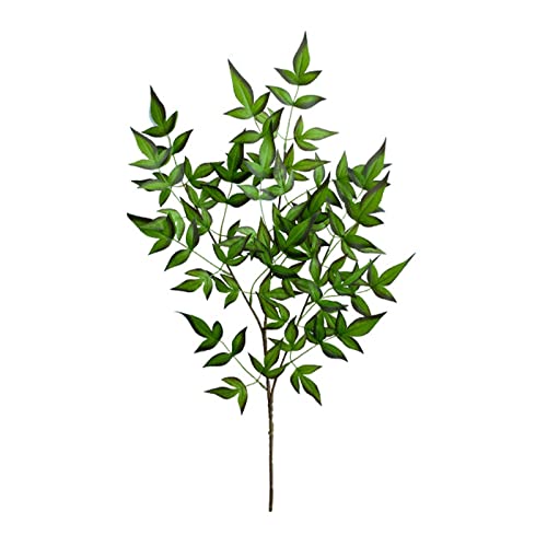 DRYFAL 3 Stück künstliche grüne Stiele Pflanzen 25 künstliche Blätter grün nantianische Bambuszweige Olive Ficus Zweig Farn gefälschte grüne Büsche Sträucher für Zuhause Party Hochzeit Dekoration von DRYFAL