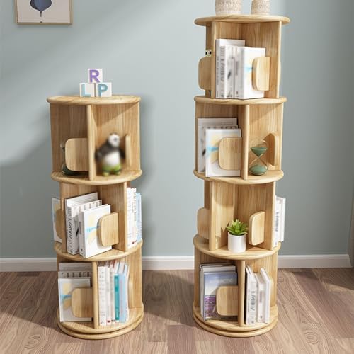 DRYIC Drehbares Bücherregal, 360-Grad-Anzeigewinkel-Bücherregal, geeignet für kleine Räume, stehendes Bücherregal (Light Color 4) von DRYIC