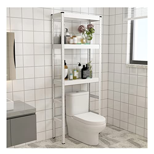 DRYIC Waschmaschinen-Aufbewahrungsrahmen über der Toilette, Bunte Trommel, platzsparender, bodenstehender oberer Aufbewahrungs-Eck-Toilettenständer (White 67.3 X 11.8 X 23.6In) von DRYIC