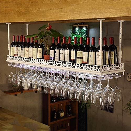 DRYIC Weißes Decken-Weinregal zum Aufhängen von Weingläsern, für Küchen, Bars, Weingläser, Kelchregal, Wandmontage (100×35cm(39×14inch)) von DRYIC