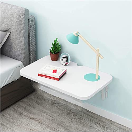 Wandtisch Klapptisch zur Wandmontage, schwimmender Tisch für Schreibtisch, Regal für Pflanzen, perforiertes Design (Weiß 70 x 50 cm) von DRYIC
