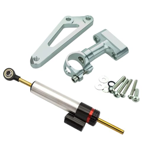 DRYIUBVF Kompatibel Mit CB600F Für Hornet 2007–2016 Motorrad Lenkungsdämpfer Stabilisator Halterungssatz Universelles Zubehör Lenkungsdämpfer Motorr(Silver) von DRYIUBVF