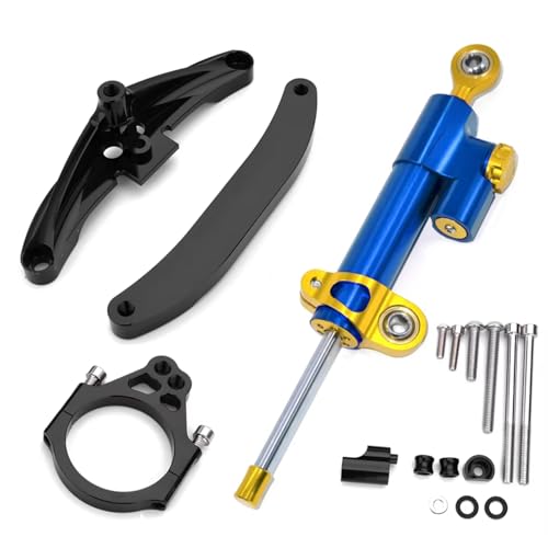 DRYIUBVF Kompatibel Mit Yamaha Für FZ1 2006–2015 Motorrad Dämpfer Lenkung Stabilisieren Montagehalterung Support Kit Teile Universelles Zubehör Lenkungsdämpfer Motorr(Blue-Yellow) von DRYIUBVF