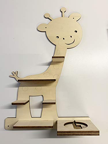 DIY Regal Baby Giraffe für die Musikbox passend für Toniebox Kinder Baby Zimmer zum selbst bemalen mit Wunschname tolles individuelles Geschenk Geburtstag von DRYSSON