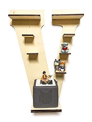 DIY Regal Buchstabe A-Z für die Musikbox passend für Toniebox Kinder Baby Zimmer zum selbst bemalen mit Wunschname tolles individuelles Geschenk zum Geburtstag zu Ostern Weihnachten (Buchstabe: V) von DRYSSON