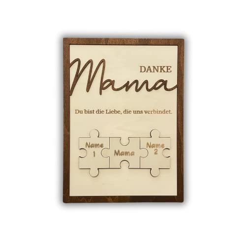 DRYSSON Geschenk für Mama zum Muttertag individuell Holz Bild mit Wunschnamen/Gravur Puzzle Muttertagsgeschenk personalisiert für Oma Papa Muttertags Geschenk von DRYSSON