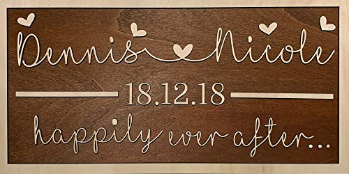 DRYSSON Holz Schild individuell mit Namen personalisiert zur Hochzeit Valentinstag zum Geburtstag Geschenk von DRYSSON