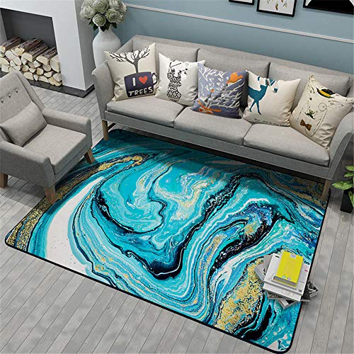 Modern Teppich Rutschfester Teppich, schöner Teppich Sky Blue Gold Küchenmatte Durable Large Rug Dicke 0,7 cm-45 * 115 cm von DRZJ