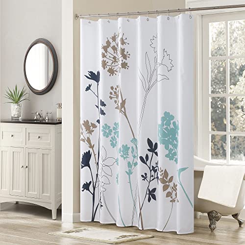 DS BATH Silhouette Duschvorhang aus Stoff (Sihouette-Blau, Duschvorhang: 183 cm B x 198 cm H) von DS BATH