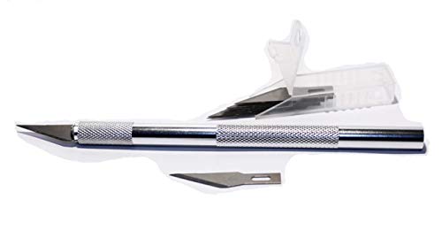 DS-Computerwelt® 1 Stück Skalpell Bastelmesser + 20 Ersatzklingen, Metallklinge, Kunststoffgriff, Modellbaumesser, Nutzmesser von DS-Computerwelt