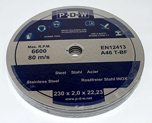 10 Trennscheiben Ø 230mm Wellenduchmesser 22,23mm Dicke 2,0mm f. Winkelschleifer Flexschleifgeräte INOX Edelstahl Metall Flexscheiben 230x22,23x2,0 mm von DS-Computerwelt