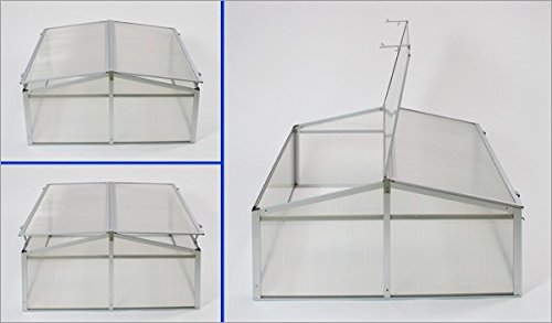 Alu Frühbeet - Gewächshaus - Pflanzbeet 100 x 100 mit beidseitigem Klappdach von DS-Handel