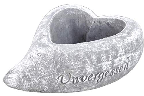 Grabschmuck, massiver Steinguss Pflanzschale Herz UNVERGESSEN, frostfest bis -30°C von DS Steinfiguren