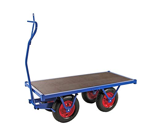 Schwerlastwagen - Handwagen - Transportwagen Belastung: 1000 kg - mit Parkbremse in 4 verschiedenen Größen - Industriequalität - Blau (200 x 100 x 46 cm) von DS