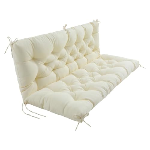 DSAFHIU Hollywoodschaukelkissen mit Rückenlehne, wasserdichte Bank for Gartenmöbel, Terrasse und sonnengeschützten Hinterhof und Garten.(Beige,100 * 100 * 10cm) von DSAFHIU