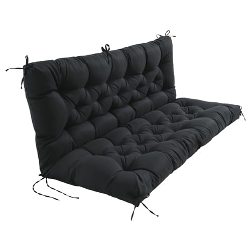 DSAFHIU Hollywoodschaukelkissen mit Rückenlehne, wasserdichte Bank for Gartenmöbel, Terrasse und sonnengeschützten Hinterhof und Garten.(Black,100 * 100 * 10cm) von DSAFHIU