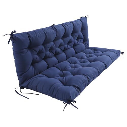DSAFHIU Hollywoodschaukelkissen mit Rückenlehne, wasserdichte Bank for Gartenmöbel, Terrasse und sonnengeschützten Hinterhof und Garten.(Dark Blue,100 * 100 * 10cm) von DSAFHIU
