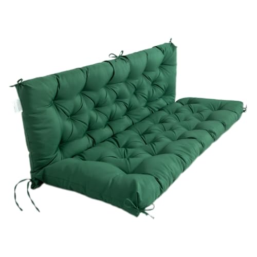 DSAFHIU Hollywoodschaukelkissen mit Rückenlehne, wasserdichte Bank for Gartenmöbel, Terrasse und sonnengeschützten Hinterhof und Garten.(Dark Green,120 * 100 * 10cm) von DSAFHIU