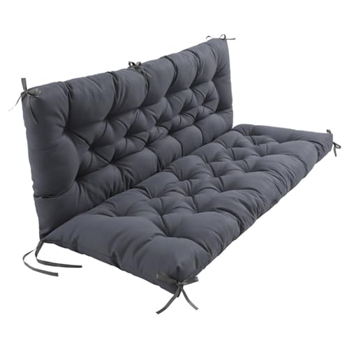DSAFHIU Hollywoodschaukelkissen mit Rückenlehne, wasserdichte Bank for Gartenmöbel, Terrasse und sonnengeschützten Hinterhof und Garten.(Gray,150 * 100 * 10cm) von DSAFHIU