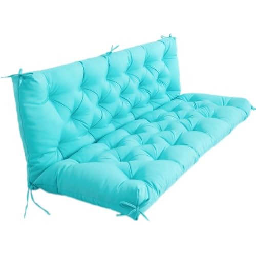 DSAFHIU Hollywoodschaukelkissen mit Rückenlehne, wasserdichte Bank for Gartenmöbel, Terrasse und sonnengeschützten Hinterhof und Garten.(Light Blue,100 * 100 * 10cm) von DSAFHIU