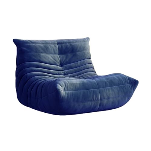 Minimalistisches Caterpillar Lazy Sofa, mit Stoff gepolstertes Lazy Sofa mit hochdichter Schaumstofffüllung, kompakter Loungesessel for die Leseecke im Wohnzimmer, Schlafzimmer.(Blue,90*101*75cm) von DSAFHIU