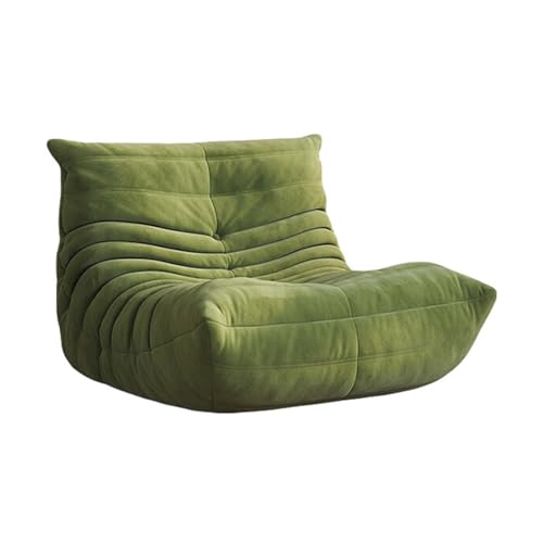 Minimalistisches Caterpillar Lazy Sofa, mit Stoff gepolstertes Lazy Sofa mit hochdichter Schaumstofffüllung, kompakter Loungesessel for die Leseecke im Wohnzimmer, Schlafzimmer.(Green,130*101*75cm) von DSAFHIU