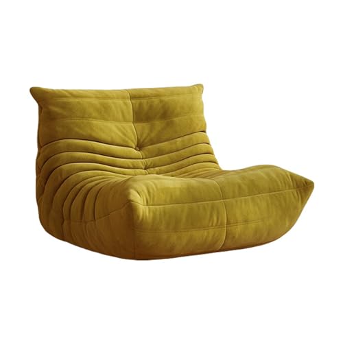 Minimalistisches Caterpillar Lazy Sofa, mit Stoff gepolstertes Lazy Sofa mit hochdichter Schaumstofffüllung, kompakter Loungesessel for die Leseecke im Wohnzimmer, Schlafzimmer.(Orange,160*101*75cm) von DSAFHIU