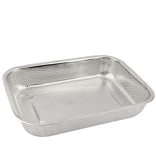 DSAINT Quadratisches 304 Edelstahl rundes Loch rechteckig Gemüse Obst Waschen Küchenhelfer Sieb Küchenspüle Waschkorb (Größe: A) von DSAINT