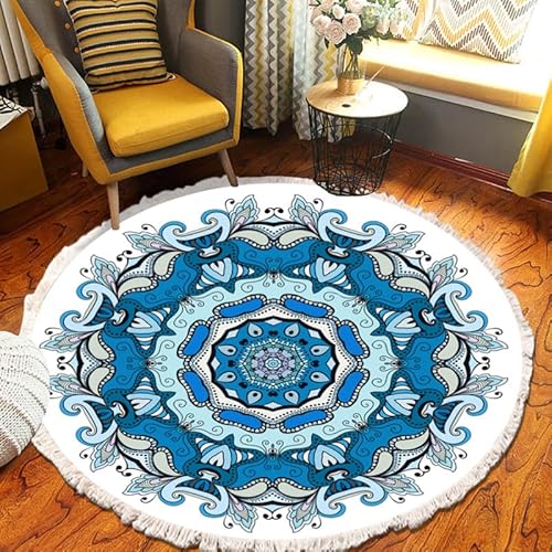 Boho-Teppich mit Quasten, modern, Baumwolle, gewebt, kreisförmig, geometrisch, dekorativ, minimalistisch, Bodenmatte für Wohnzimmer, Schlafzimmer, Sofa, Yoga, Meditation (#10,80 x 80 cm) von DSAoTeng