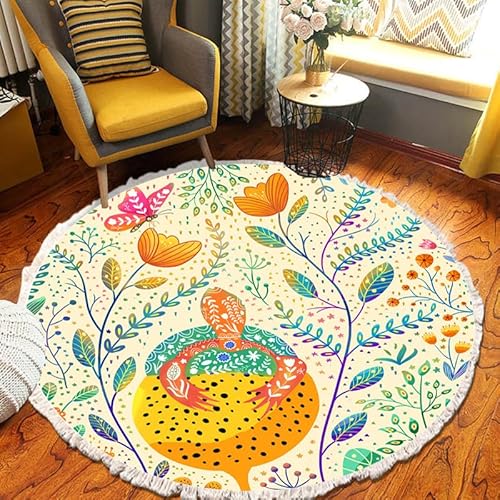 Boho-Teppich mit Quasten, modern, Baumwolle, gewebt, kreisförmig, geometrisch, dekorativ, minimalistisch, Bodenmatte für Wohnzimmer, Schlafzimmer, Sofa, Yoga, Meditation (#16,80 x 80 cm) von DSAoTeng