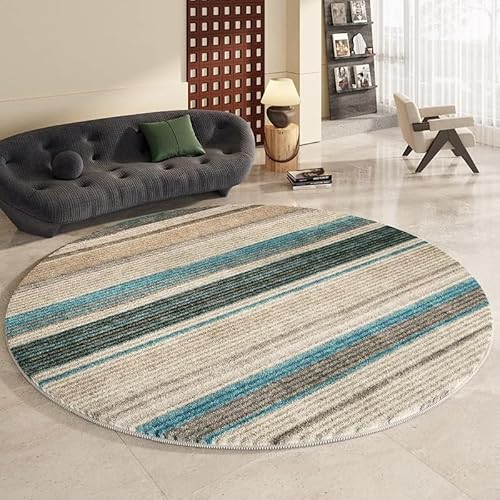 DSAoTeng Abstrakter runder Teppich im Bohemian-Stil, Vintage, schick, geometrische Linie, weicher Teppich, dicker Plüsch, rutschfeste Matte für Schlafzimmer, Wohnzimmer, Nachttisch, Sofa, Couchtisch von DSAoTeng