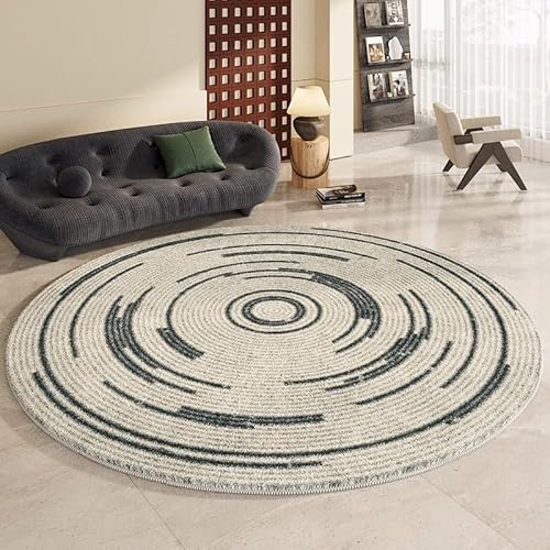 DSAoTeng Abstrakter runder Teppich im Bohemian-Stil, Vintage, schick, geometrische Linie, weicher Teppich, dicker Plüsch, rutschfeste Matte für Schlafzimmer, Wohnzimmer, Nachttisch, Sofa, Couchtisch von DSAoTeng