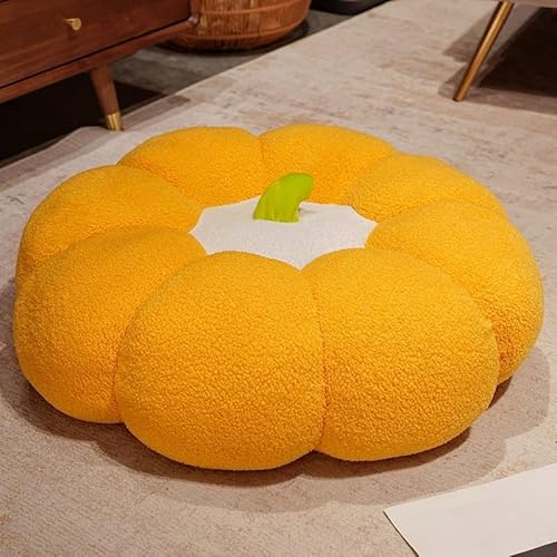 DSAoTeng Kürbis-Überwurfkissen, Plüsch-Teddy-Fleece, runder Pouf, Bodenkissen mit PP-Baumwollfüllung, weiches 3D-Kürbiskissen für Sofa, Bett, Stuhl, Rückenlehne, Urlaubsdekoration (#1,70 x 25 cm) von DSAoTeng